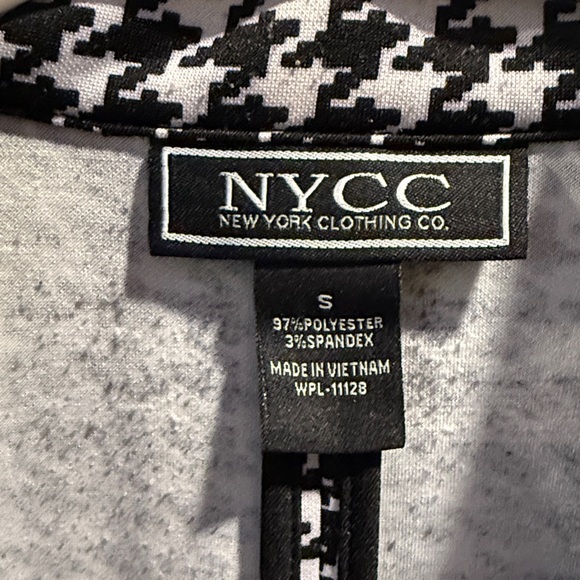 NYCC Black & White Houndstooth 3/4 Sleeve Blazer Jacket Size Small - Picture 4 of 7